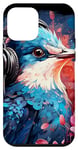 iPhone 12 mini Cute Anime hummingbird gamer gaming headphones pink flowers Case