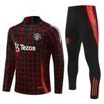 2425 Ny Manchester United långärmad halv dragkedja träningströja för vuxna och barn Red-black 10