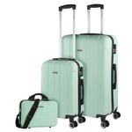 ITACA - Hard Shell Suitcase Set of 2-4 Wheel ABS Luggage Sets 3 Piece with Combination Lock - Resistant and Lightweight Hard Suitcase Set in Small Cabin Size and Large 771117B, Mint