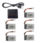5 i 1 batteriladdare med 5 st 3,7V 550mAh litiumpolymer Li-Po-batterier och USB laddningskabel för SYMA Q11 H99W