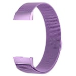 Beilaishi Stainless Steel Magnet Wrist Strap for FITBIT Charge 4， Large Size: 210x18mm(Black) replacement watchbands (Color : Light Purple)