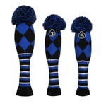 Aceshop 3pcs Golf Head Covers Knitted Golf Club Head Covers Portable Anti-Slip Golf Driver Head Covers for Driver Wood, Fairway Wood and Hybrid(UT) Protect Sleeves with Number Tags #1#3#5