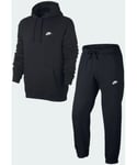Nike Mens Sportswear Club Fleece Hooded Tracksuit in Black - Size Large