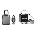 Master Lock Portable Key Safe + Retractable Tether [Reinforced Security] [Weatherproof - Outdoor]- 5414EURD + 5490EURD - Key Lock Box with shackle