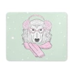 Purebred Dog Spaniel with Headphone Hipster Animal Rectangle Non-Slip Rubber Mousepad Mouse Pads/Mouse Mats Case Cover with Designs for Office Home Woman Man Employee Boss Work