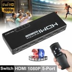1080p Full 3d 5 Port Hdmi Switch Switcher Selector Splitter For Black