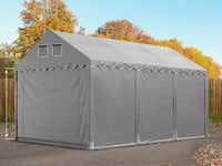 TOOLPORT Lagertält 4x6 m - 2,6 m sidohöjd, med bottenram, PVC 800 grå, utan hållfasthet (Säkerhetspaket) - (7630bl)