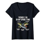 Womens Things I Do In My Spare Time Go Fishing Funny Fishing Lovers V-Neck T-Shirt
