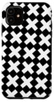 iPhone 11 Diagonal Cross Mark Plus Sign Monochrome White Black Pattern Case