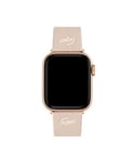 Lacoste Unisex Apple Watch Strap in Pink leather with petit piqué pattern