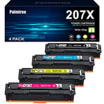 Palmtree 207X Toner Compatible pour HP 207X 207A Multipack pour HP Color Laserjet Pro MFP M283fdw M255dw M282nw M283fdn M255nw Toner W2210X W2211X W2212X W2213X, Noir Cyan Jaune Magenta (avec Puce)