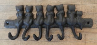 Hooks Cast iron Cat tails six 6 hooks Coat Keys Towels Home Décor Gift