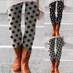 HINK WoMan Pants Casual,Women Stars Printed Elastic Waist All-Match Slim Casual Long Boot Pants Leggings Black Pants For Valentine'S Day Easter