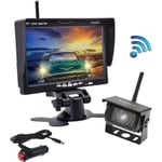 Podofo Ny trådlös säkerhetskopieringskamera 7 tums HD LCD-skärm+Vattentät bilkamera+Cigarettändare för lastbil RV Bus Trailer