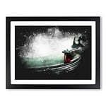 The Needle Of The Record Player Paint Splash Modern Art Framed Wall Art Print, Ready to Hang Picture for Living Room Bedroom Home Office Décor, Black A4 (34 x 25 cm)