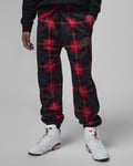 Brooklyn Fleece Jordan Kids Check Joggers Age 12-13 Sz L Black Red FB9432 010