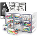 ARTEZA cabinet de stockage à 9 tiroirs, Organisateur gris à tiroirs multiples pour les fournitures d'art et les outils, boite de rangement en plastique avec bouchons [40 x 23,6 x 24,9 cm].