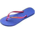 Havaianas Slim Brasil Logo Women Flip Flops | Color: Blue | Size: 8 UK