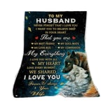 Stillshine. Present To My Husband Never Forget That I LOVE YOU I Want You Believe Deep in Your Heart 3D Wolf Fleece Flannel Photo Blanket Gift For Adult Men Boy Friend (50 X 60 INCH)