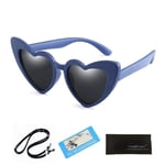 XWJRPA sunglasses,Child Cute Heart Polarized Kids Sunglasses with Strap Baby Infant Sun Glass Boys Girls Eyewear Soft Frame TAC Lens Shades UV400,blue grey