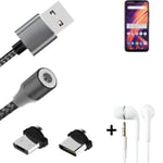 Data charging cable for + headphones Lenovo A7 + USB type C a. Micro-USB adapter