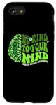 Coque pour iPhone SE (2020) / 7 / 8 Be kind To Your Mind Green Ribbon Brain Retro Groovy Woman