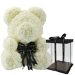 Y-POWER 40cm Rose Flower Bear with Gift Box Valentines Day Gift for Girlfriend Birthday Anniversary Wedding Home Decorations