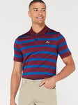 Lacoste Golf Block Stripe Polo Shirt - Dark Red