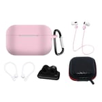 Hurtel AirPods Pro (1 & 2. gen.) Silikon Case Set med Nackrem & Öronkrok - Rosa