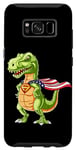 Galaxy S8 Cool Dinosaur T-Rex T Shirt, Super Captain USA Hero Dino Fun Case