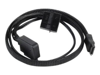 SilverStone CP10 - SATA-kabel - 4-PIN intern ström, SATA til Slimline SATA (hun) - 50 cm - 90° stikforbindelse - sort