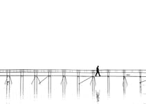 The Lonely Man On The Plank Bridge Poster 21x30 cm