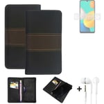 Phone Case + earphones for Samsung Galaxy M32 Wallet Cover Bookstyle protective