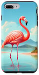 Coque pour iPhone 7 Plus/8 Plus Flamant rose debout dans un lac tropical serein