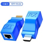 Câble Audio Vidéo Extendeur Hdmi 1080P Vers Rj45 Cat5E-6 Réseau Lan Ethernet Txrx Adaptateur Répéteur 30M Bleu Bleu