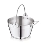 Penguin Home Jam Pan Maslin Pot of 5 Litre Stainless Steel, Lockable Handle Induction, Fridge & Freezer Safe Home Made Chutney Marmalade Pot Diameter 24cm