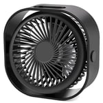 Small Portable Desk Fan  Mini Table Fan With Usb Rechargeable  3 Speeds Quiet Personal Fan For Home Office And Travel-Black 135 x 135 x 50mm-Black
