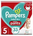 Pampers Baby-Dry Nappy Pants Size 5, 33 Nappies, 12kg-17kg, Essential Pack