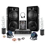 Pack DJ Sono 2 Enceintes 2x1500W Ibiza STAR212 - Ampli AMP1000-MKII 2x800W - Table de Mixage - 2 PAR LEDS RGB - 2 Machine à Bulles