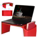 Laptopbord med rött arrangör