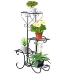Blomsterhylla Svart Metall 4-Vånings 45x24,5x80 cm