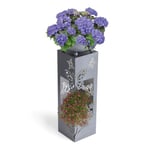 Hoberg Colonne de Plantes LED Design Papillon 3D en béton | Jardinière Amovible (Ø 34cm) Convient pour l'intérieur et l'extérieur | Éclairage intégré, minuterie 6h, sans Fil [19 x 19 x 72 cm]