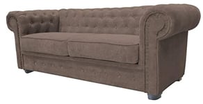 Sofabed Venus Stylish 3 Seater 2 Seater Ocean Brown Cream Settee Chesterfield Style (2seater, Brown)