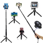 HONGYUE 40 Inch Extendable Selfie Stick Tripod with Bluetooth Remote Control Compatible with Digital Cameras, GoPro Hero Fusion/Session/GOPRO Hero/Action Cameras and iPhone/Samsung/Huawei