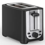 BELLA 2 Slice Toaster with Auto Shut Off, Extra Wide Slots & Removable Crumb Tray, Cancel, Defrost & Reheat Function, Toast Bread, Bagel & Waffle, BPA Free, Stainless Steel & Black