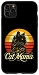 Coque pour iPhone 11 Pro Max Chat noir Maman Mama Retro Wildlife Happy Mother's Day 2024