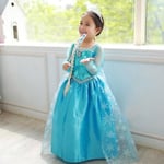 Flickans Frozen Queen Elsa Prinsessklänning Cosplay Kostym Julparty Fancy Dress Up -g 3-4 Years