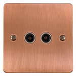 G&H FRG36W Flat Plate Rose Gold 2 Gang TV Coax Socket Point