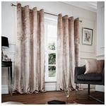 GC GAVENO CAVAILIA Crushed Velvet Curtains For Bedroom, Thermal Insulated Door Curtains, Eyelet Panels, Champagne, 90x90