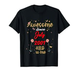 Awesome Since July 2001 birthday Flowers & Butterflies T-Shirt